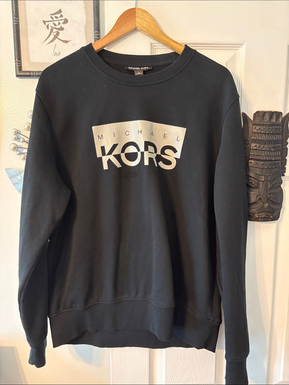 Michael Kors Black Crewneck Sweatshirt with Silver Logo